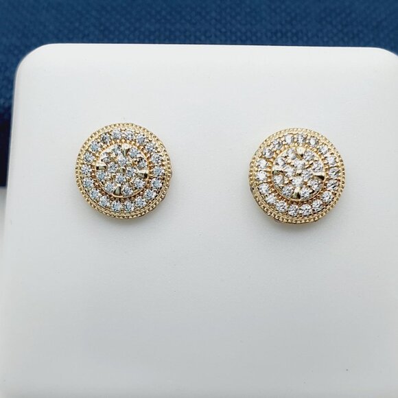 "14K Gold Plated Cubic Zircon Earrings, INUS1BR138 - Picture 1 of 9